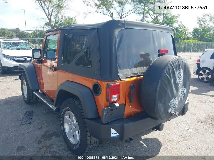 2011 Jeep Wrangler Sport VIN: 1J4AA2D13BL577651 Lot: 40088874