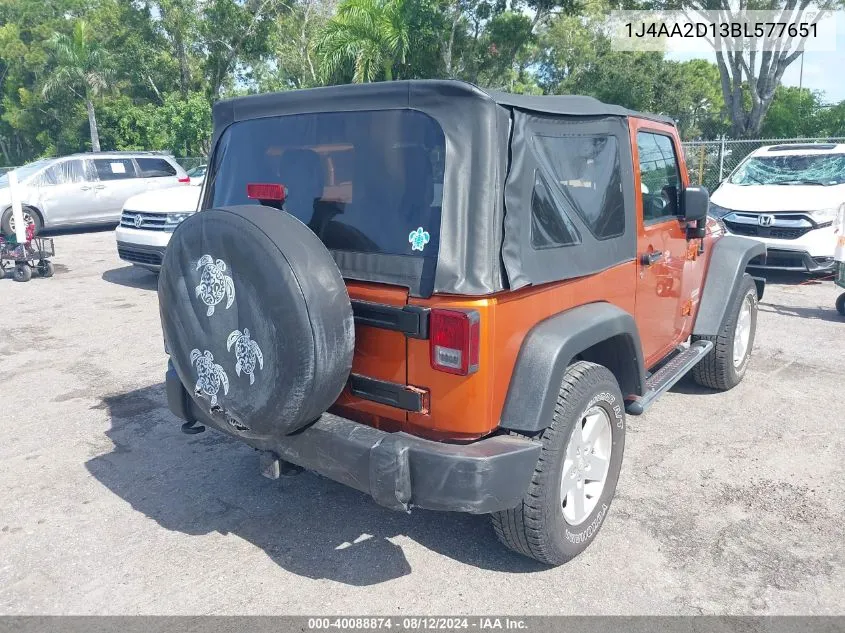 2011 Jeep Wrangler Sport VIN: 1J4AA2D13BL577651 Lot: 40088874