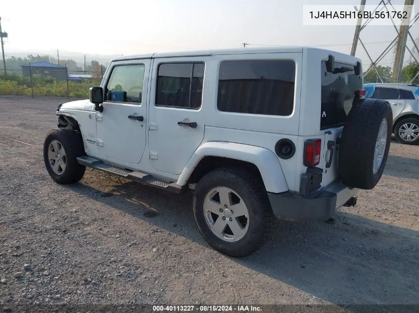 2011 Jeep Wrangler Unlimited Sahara VIN: 1J4HA5H16BL561762 Lot: 40113227