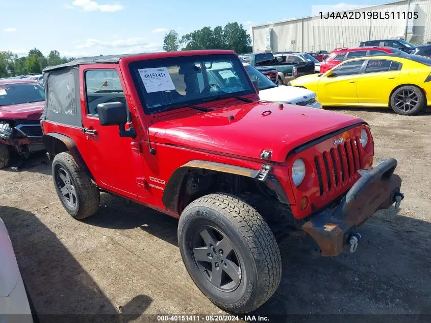 2011 Jeep Wrangler Sport VIN: 1J4AA2D19BL511105 Lot: 40151411