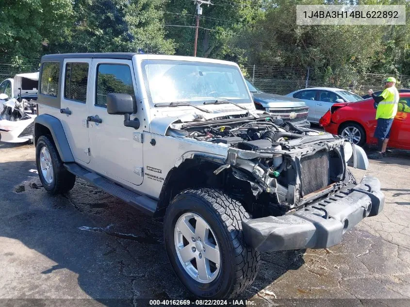 2011 Jeep Wrangler Unlimited Sport VIN: 1J4BA3H14BL622892 Lot: 40162669