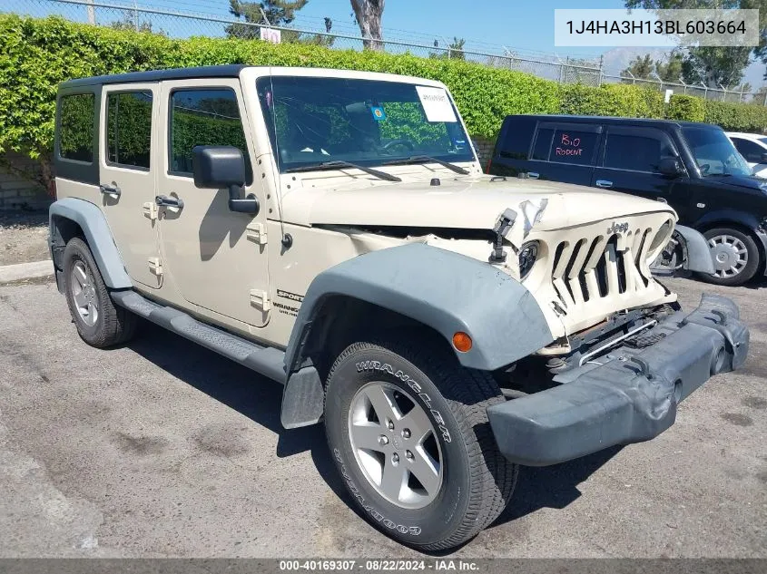 1J4HA3H13BL603664 2011 Jeep Wrangler Unlimited Sport