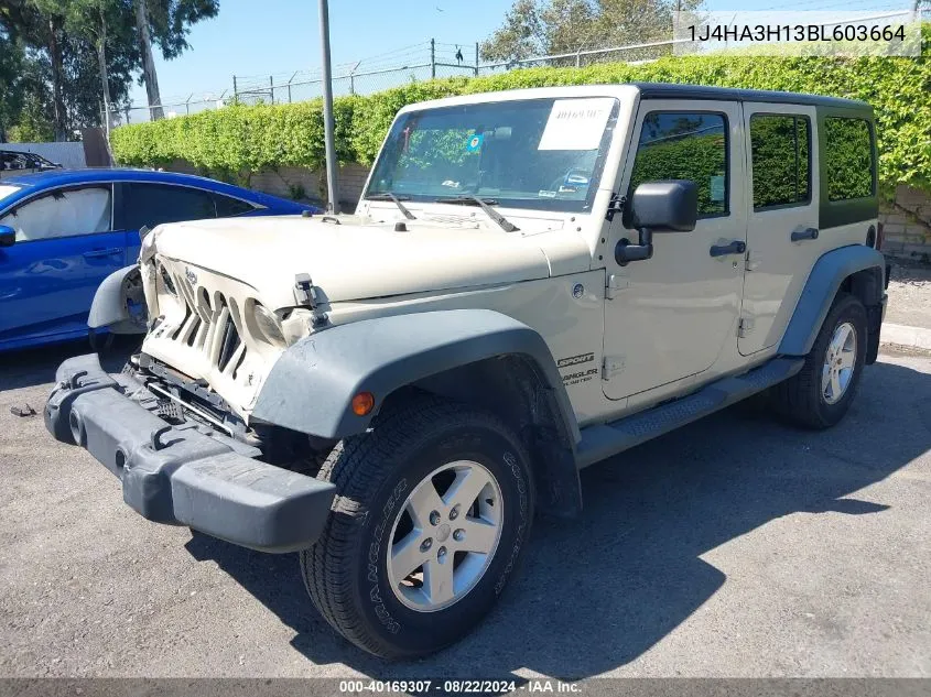 2011 Jeep Wrangler Unlimited Sport VIN: 1J4HA3H13BL603664 Lot: 40169307