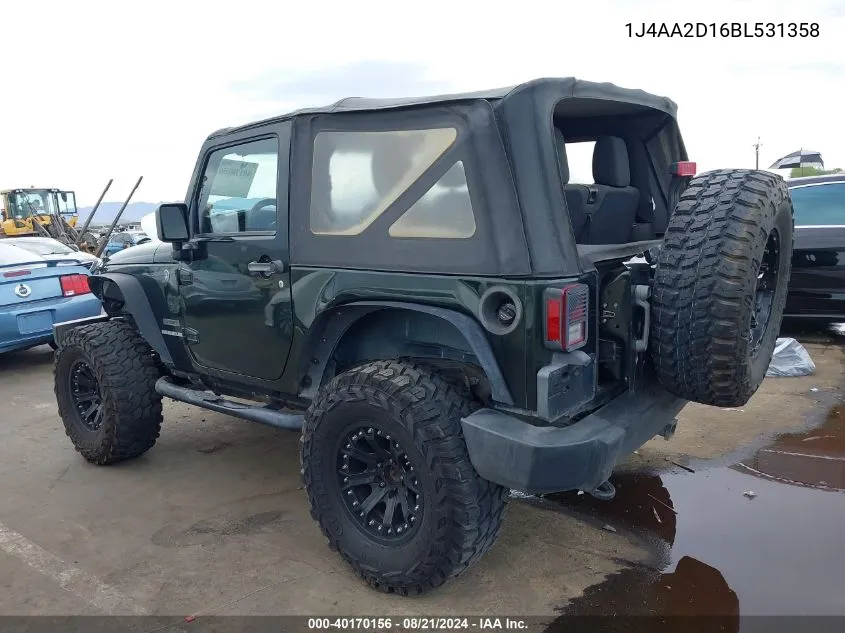 1J4AA2D16BL531358 2011 Jeep Wrangler Sport