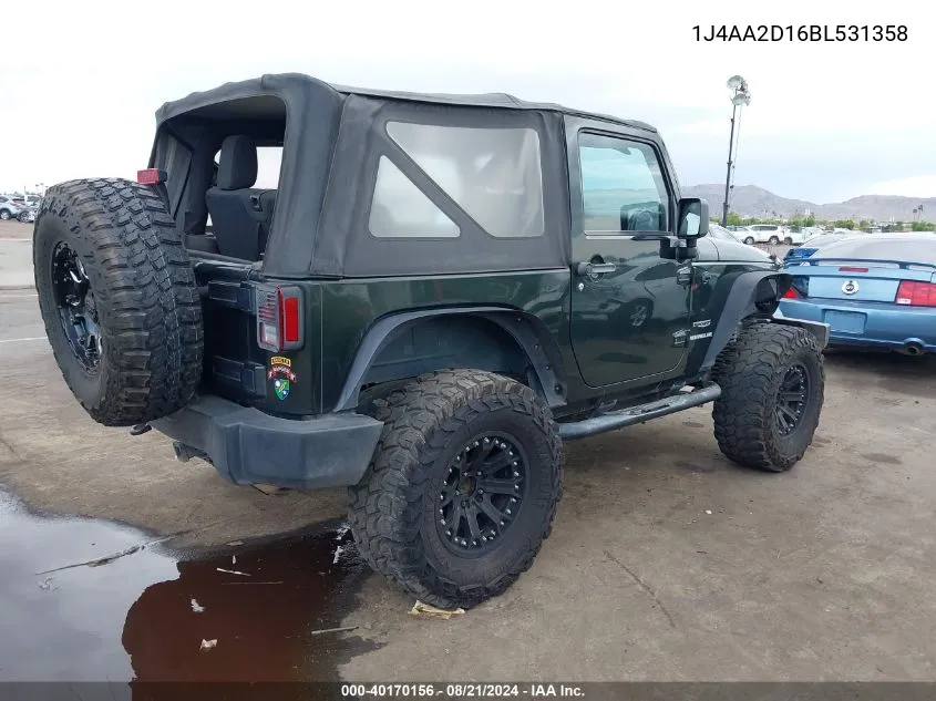 2011 Jeep Wrangler Sport VIN: 1J4AA2D16BL531358 Lot: 40170156