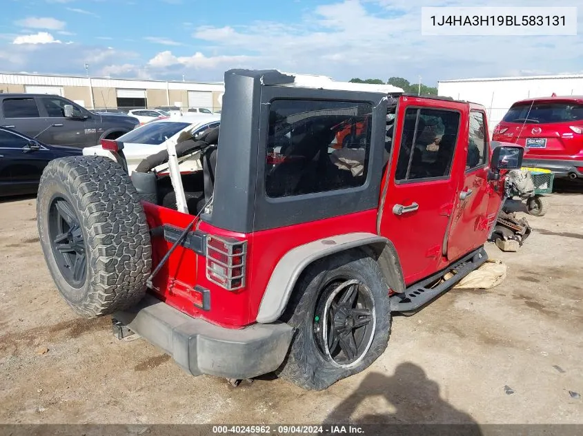 2011 Jeep Wrangler Unlimited Sport VIN: 1J4HA3H19BL583131 Lot: 40245962