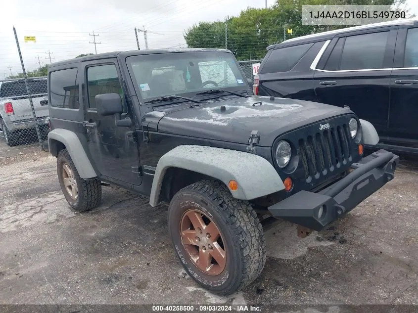 2011 Jeep Wrangler Sport VIN: 1J4AA2D16BL549780 Lot: 40258500