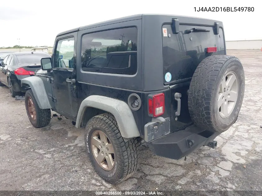 2011 Jeep Wrangler Sport VIN: 1J4AA2D16BL549780 Lot: 40258500