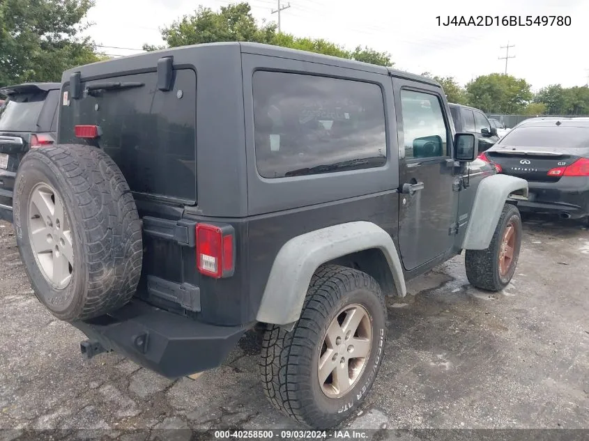 2011 Jeep Wrangler Sport VIN: 1J4AA2D16BL549780 Lot: 40258500