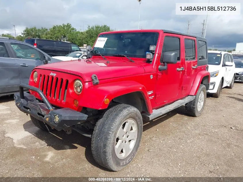 2011 Jeep Wrangler Unlimited Sahara VIN: 1J4BA5H15BL512736 Lot: 40268399