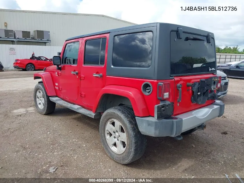 1J4BA5H15BL512736 2011 Jeep Wrangler Unlimited Sahara