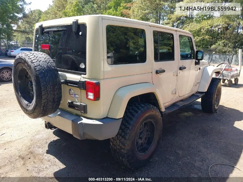 2011 Jeep Wrangler Unlimited Sahara VIN: 1J4HA5H19BL559942 Lot: 40313200