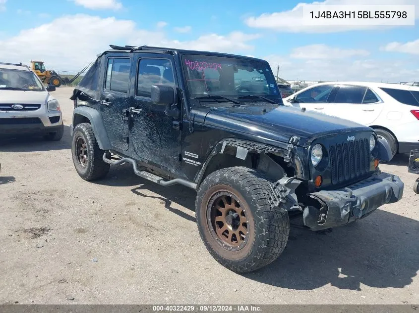 2011 Jeep Wrangler Unlimited Sport VIN: 1J4BA3H15BL555798 Lot: 40322429