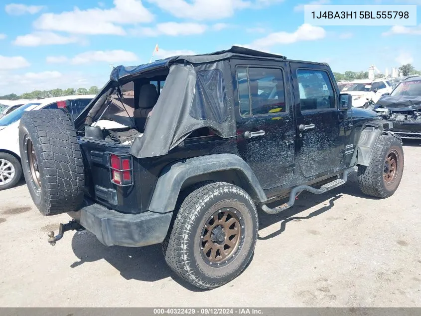 2011 Jeep Wrangler Unlimited Sport VIN: 1J4BA3H15BL555798 Lot: 40322429