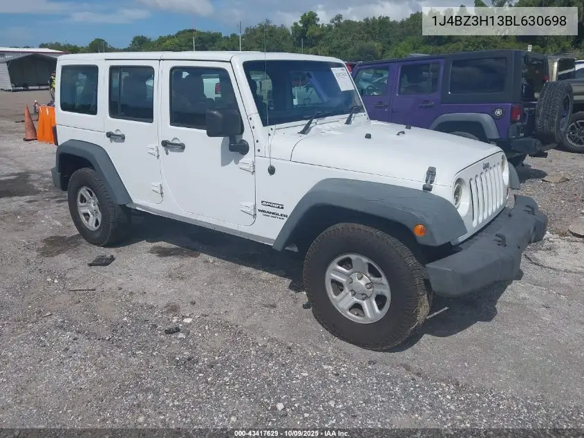 1J4BZ3H13BL630698 2011 Jeep Wrangler Unlimited Sport
