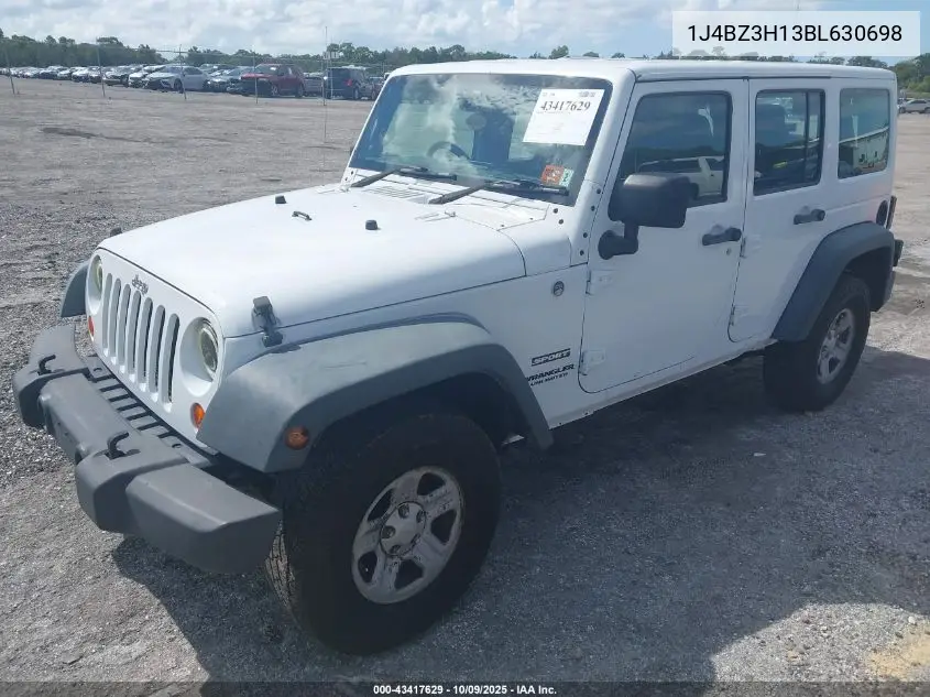 1J4BZ3H13BL630698 2011 Jeep Wrangler Unlimited Sport