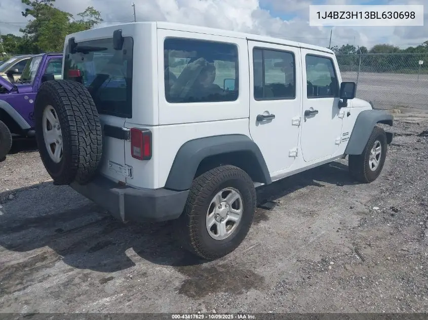 1J4BZ3H13BL630698 2011 Jeep Wrangler Unlimited Sport