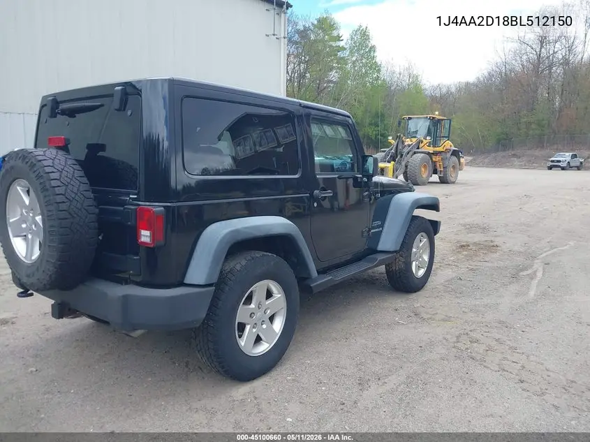 1J4AA2D18BL512150 2011 Jeep Wrangler Sport