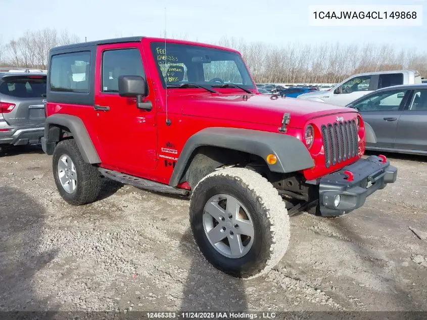 1C4AJWAG4CL149868 2012 Jeep Wrangler Sport
