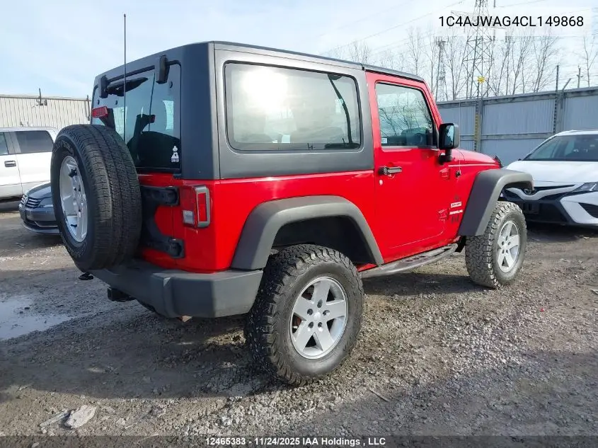 1C4AJWAG4CL149868 2012 Jeep Wrangler Sport