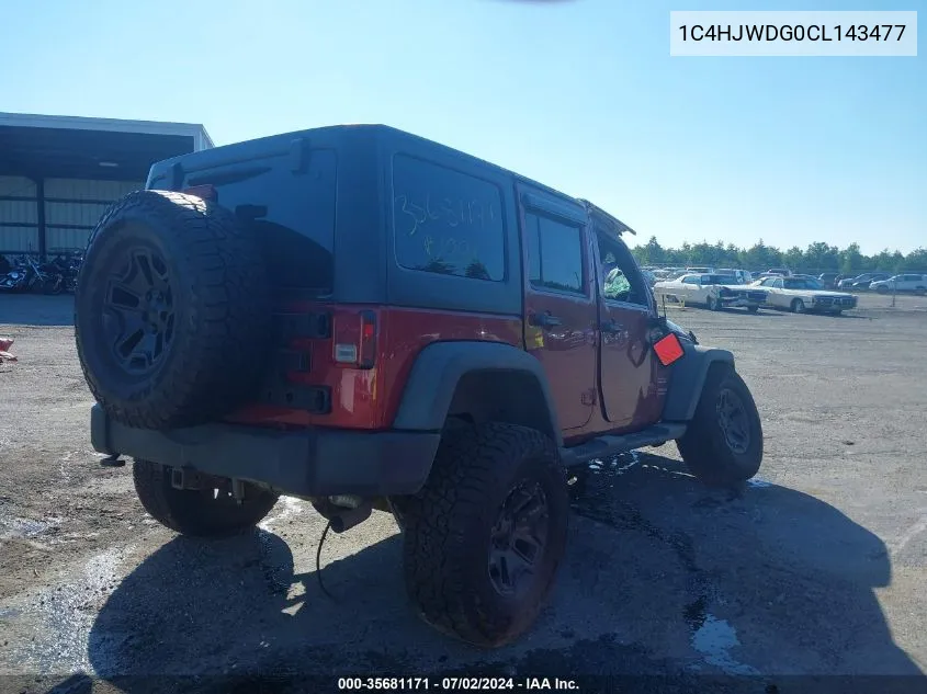 1C4HJWDG0CL143477 2012 Jeep Wrangler Unlimited Sport