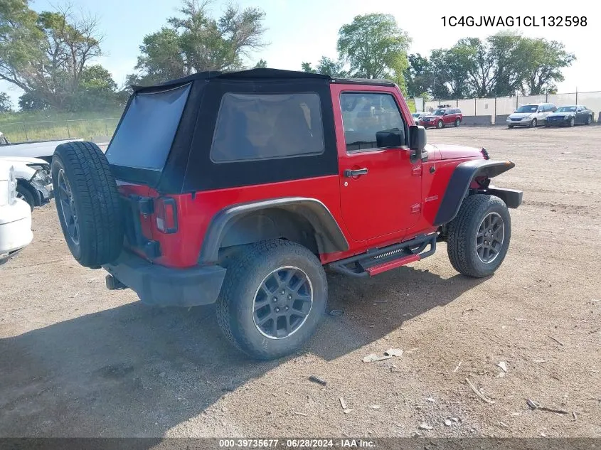 2012 Jeep Wrangler Sport VIN: 1C4GJWAG1CL132598 Lot: 39735677