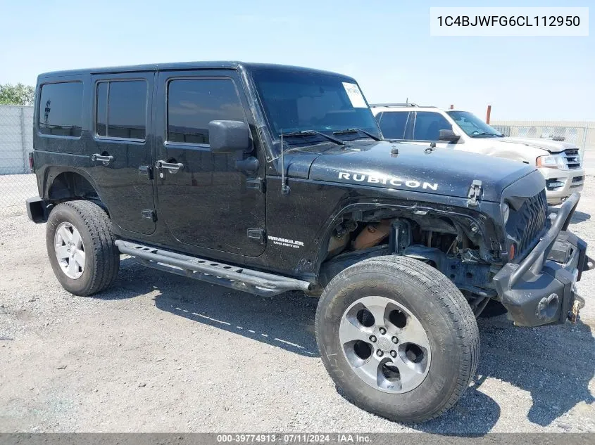 2012 Jeep Wrangler Unlimited Rubicon VIN: 1C4BJWFG6CL112950 Lot: 39774913