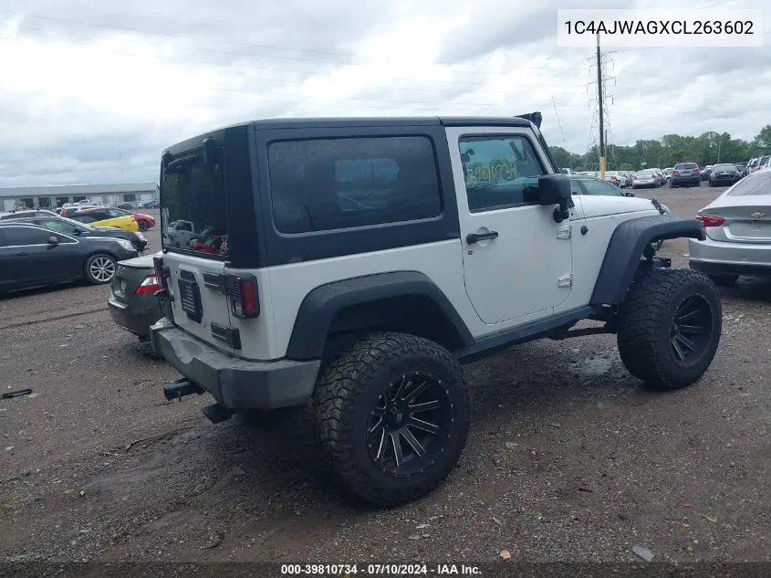 1C4AJWAGXCL263602 2012 Jeep Wrangler Sport