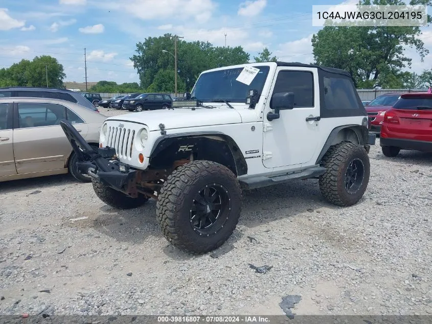 1C4AJWAG3CL204195 2012 Jeep Wrangler Sport