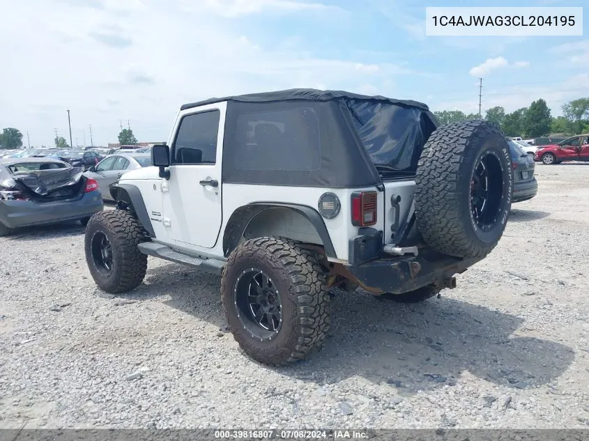 2012 Jeep Wrangler Sport VIN: 1C4AJWAG3CL204195 Lot: 39816807