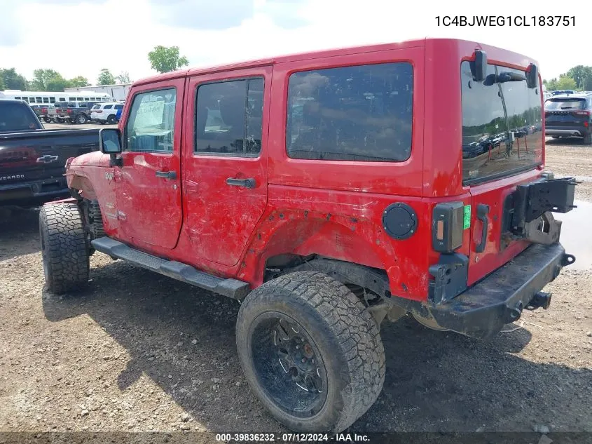 2012 Jeep Wrangler Unlimited Sahara VIN: 1C4BJWEG1CL183751 Lot: 39836232