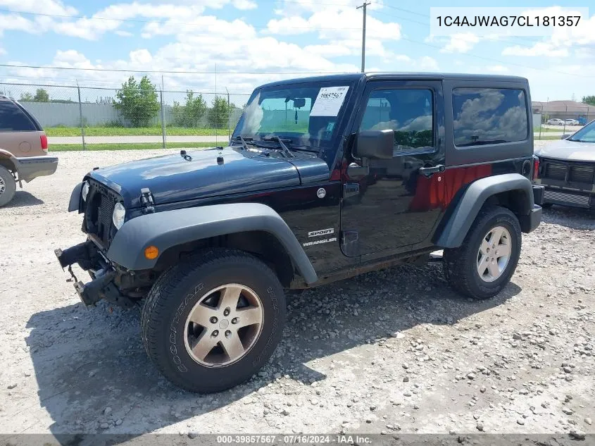 2012 Jeep Wrangler Sport VIN: 1C4AJWAG7CL181357 Lot: 39857567