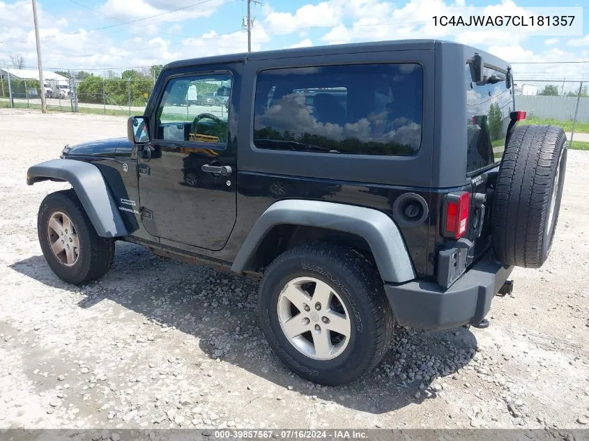 2012 Jeep Wrangler Sport VIN: 1C4AJWAG7CL181357 Lot: 39857567