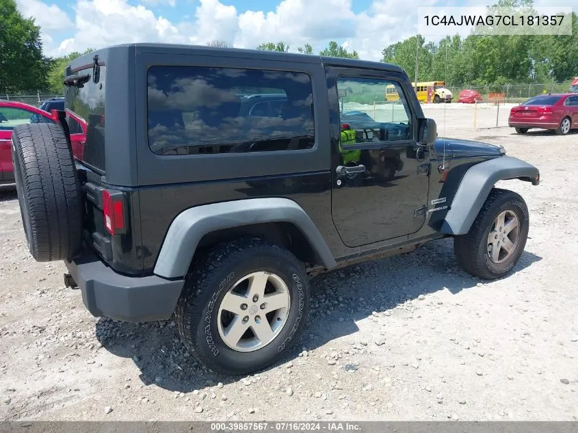 2012 Jeep Wrangler Sport VIN: 1C4AJWAG7CL181357 Lot: 39857567