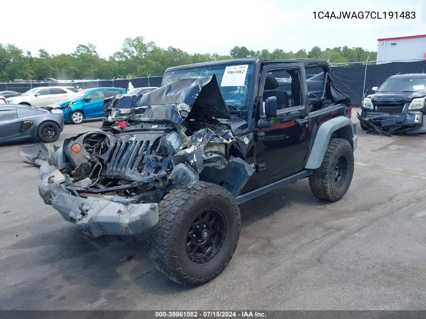 2012 Jeep Wrangler Sport VIN: 1C4AJWAG7CL191483 Lot: 39861082