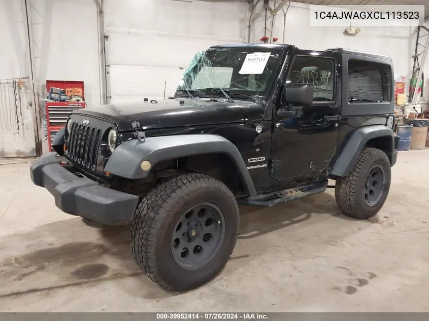 2012 Jeep Wrangler Sport VIN: 1C4AJWAGXCL113523 Lot: 39952414