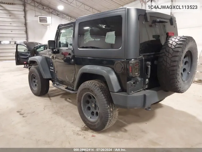 2012 Jeep Wrangler Sport VIN: 1C4AJWAGXCL113523 Lot: 39952414