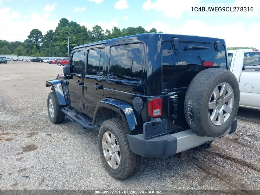 2012 Jeep Wrangler Unlimited Sahara VIN: 1C4BJWEG9CL278316 Lot: 39972751