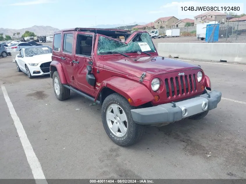 2012 Jeep Wrangler Unlimited Sahara VIN: 1C4BJWEG8CL192480 Lot: 40011404