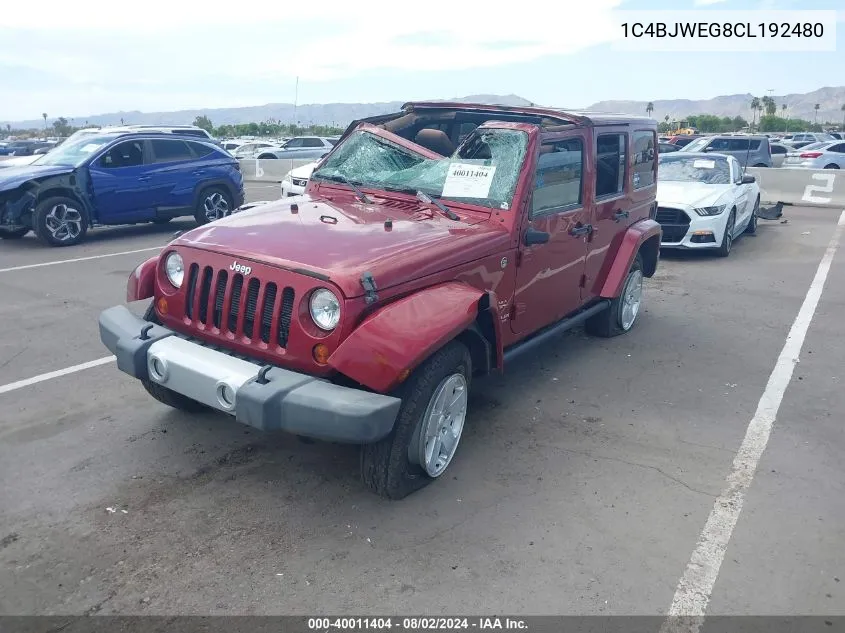 2012 Jeep Wrangler Unlimited Sahara VIN: 1C4BJWEG8CL192480 Lot: 40011404