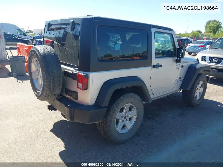 2012 Jeep Wrangler Sport VIN: 1C4AJWAG2CL198664 Lot: 40062300