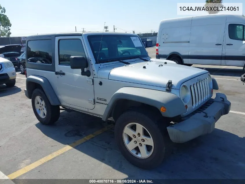 2012 Jeep Wrangler Sport VIN: 1C4AJWAGXCL214061 Lot: 40070716