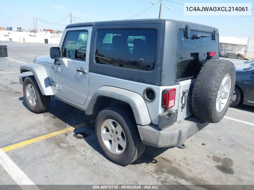 1C4AJWAGXCL214061 2012 Jeep Wrangler Sport