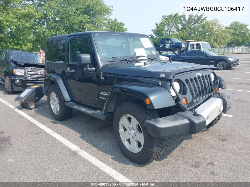 2012 Jeep Wrangler Sahara VIN: 1C4AJWBG0CL106417 Lot: 40099256