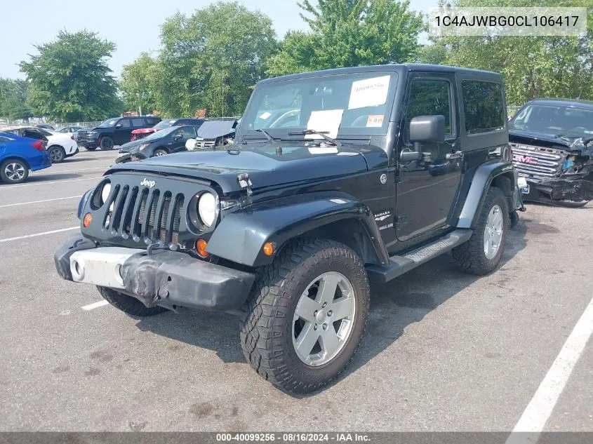 2012 Jeep Wrangler Sahara VIN: 1C4AJWBG0CL106417 Lot: 40099256