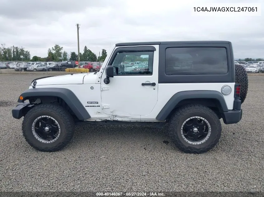 1C4AJWAGXCL247061 2012 Jeep Wrangler Sport