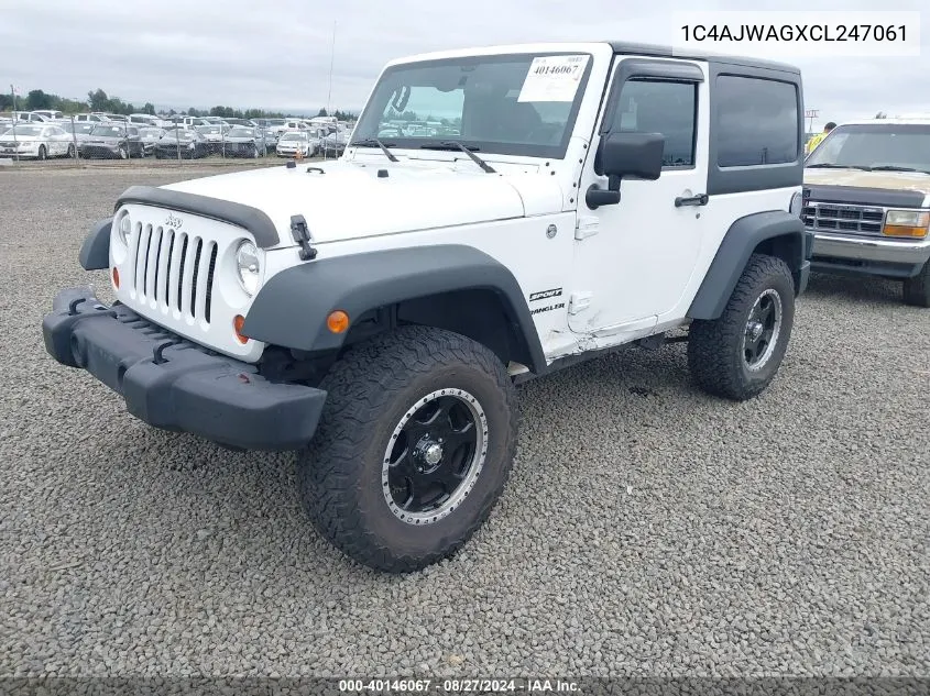 2012 Jeep Wrangler Sport VIN: 1C4AJWAGXCL247061 Lot: 40146067