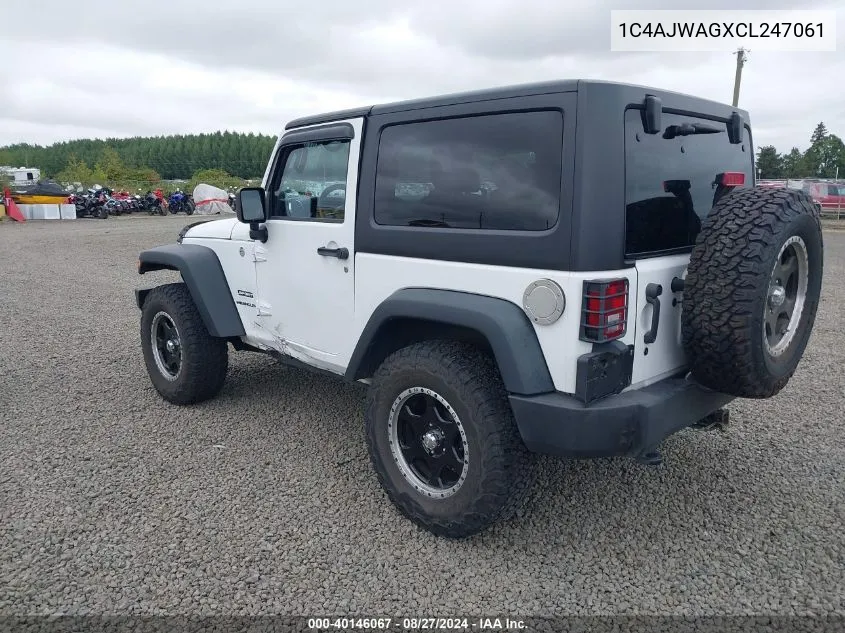 1C4AJWAGXCL247061 2012 Jeep Wrangler Sport