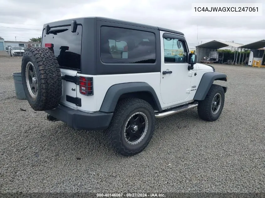 1C4AJWAGXCL247061 2012 Jeep Wrangler Sport