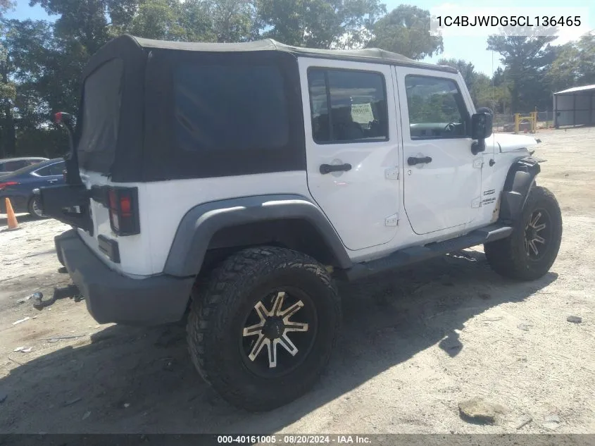 2012 Jeep Wrangler Unlimited Sport VIN: 1C4BJWDG5CL136465 Lot: 40161005